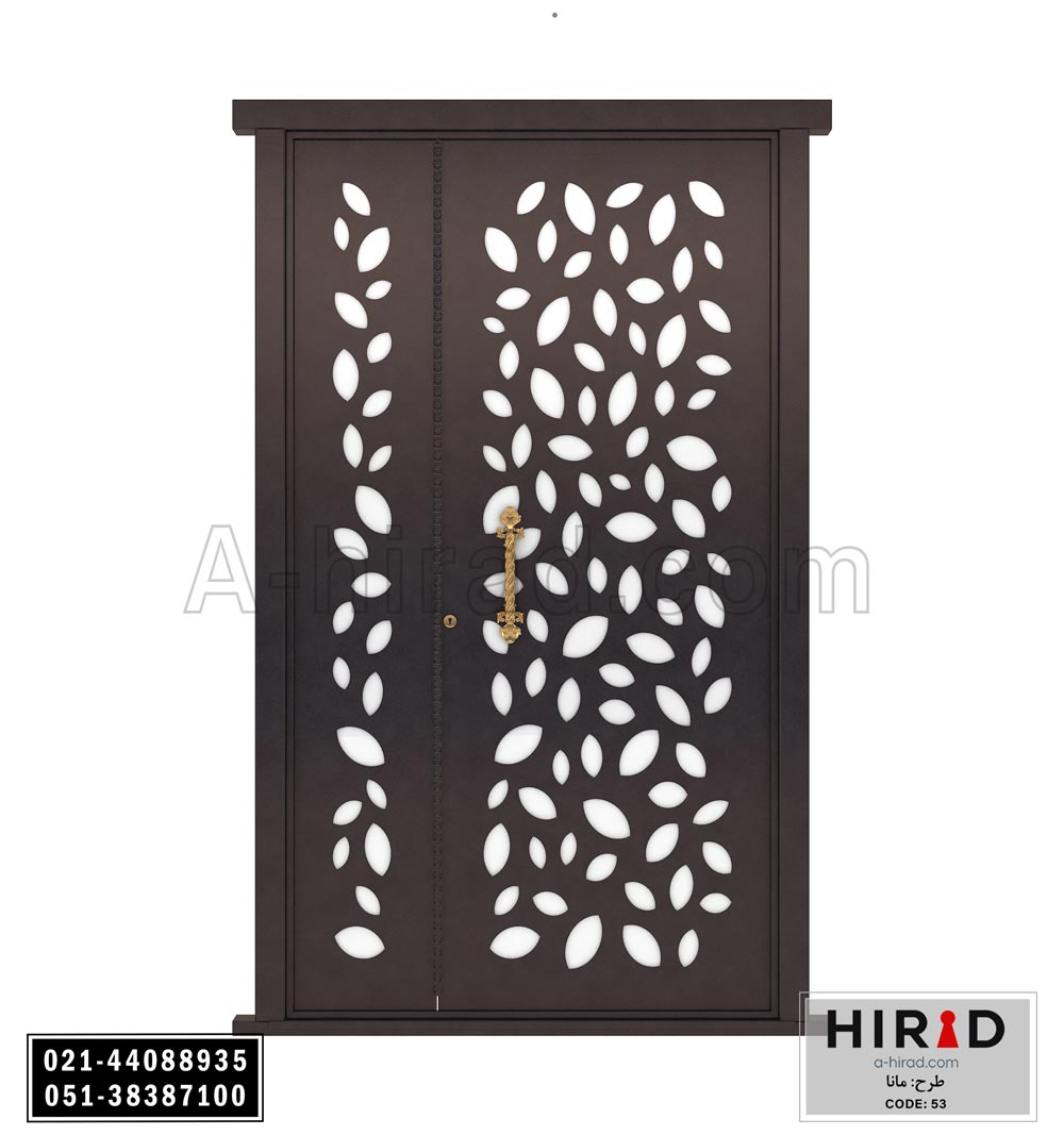 درب فلزی لیزری یک و نیم لنگه هیراد طرح مانا کد 1553 عرض 153 ارتفاع 223 